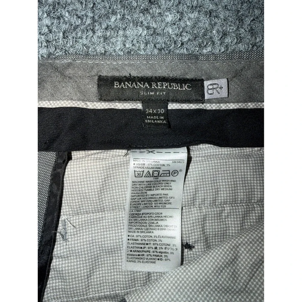 Banana Republic Men's Non-Iron Slim Fit Chino Pants 34x30‎ Dark Gray/Charcoal